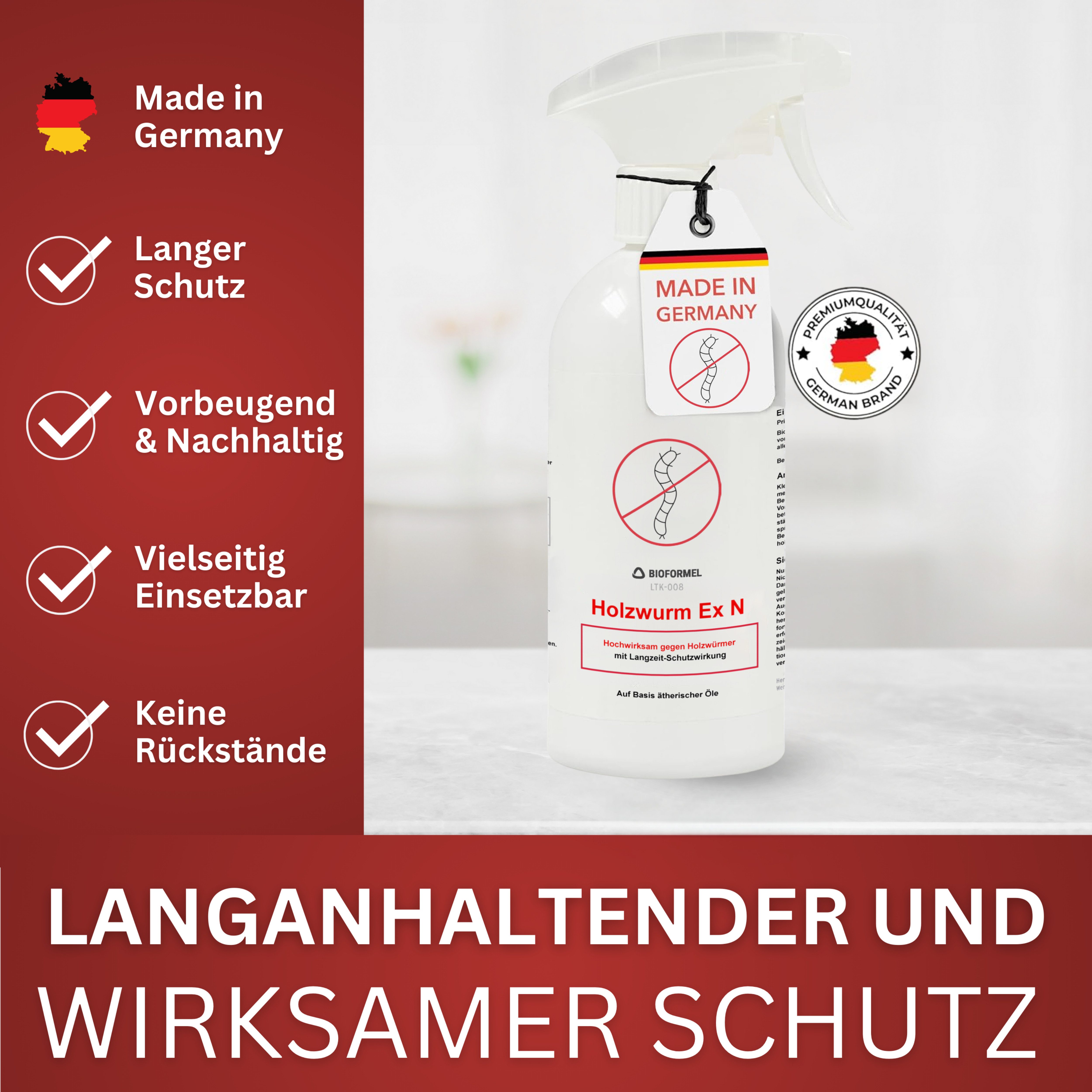 LTK-008 Biodelta Insektenspray Holzwurmspray N, 1 l, Sprühflasche oder Kanister, 500 ml