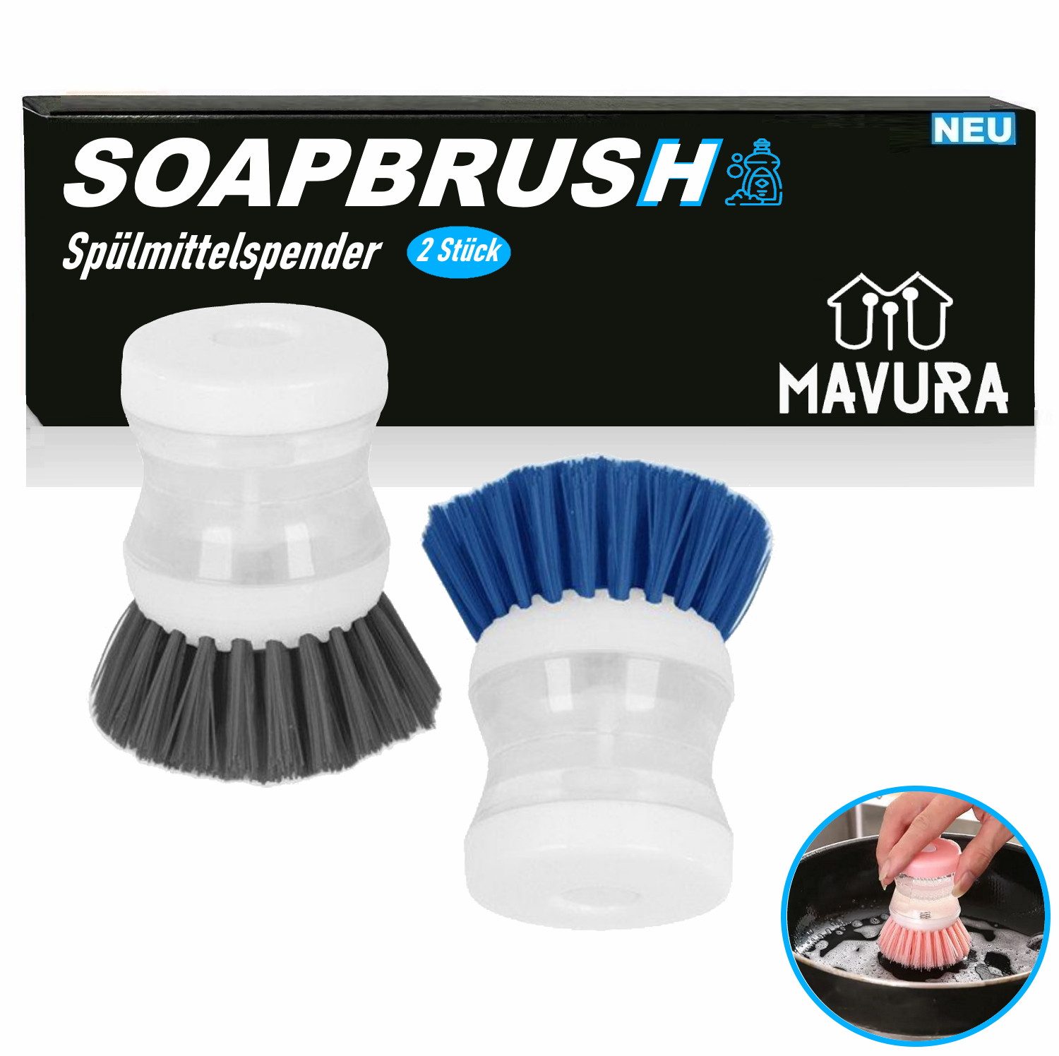 Spülmittelspender SOAPBRUSH Spülbürste Spülmittelbehälter Geschirrbürste Abwaschbürste