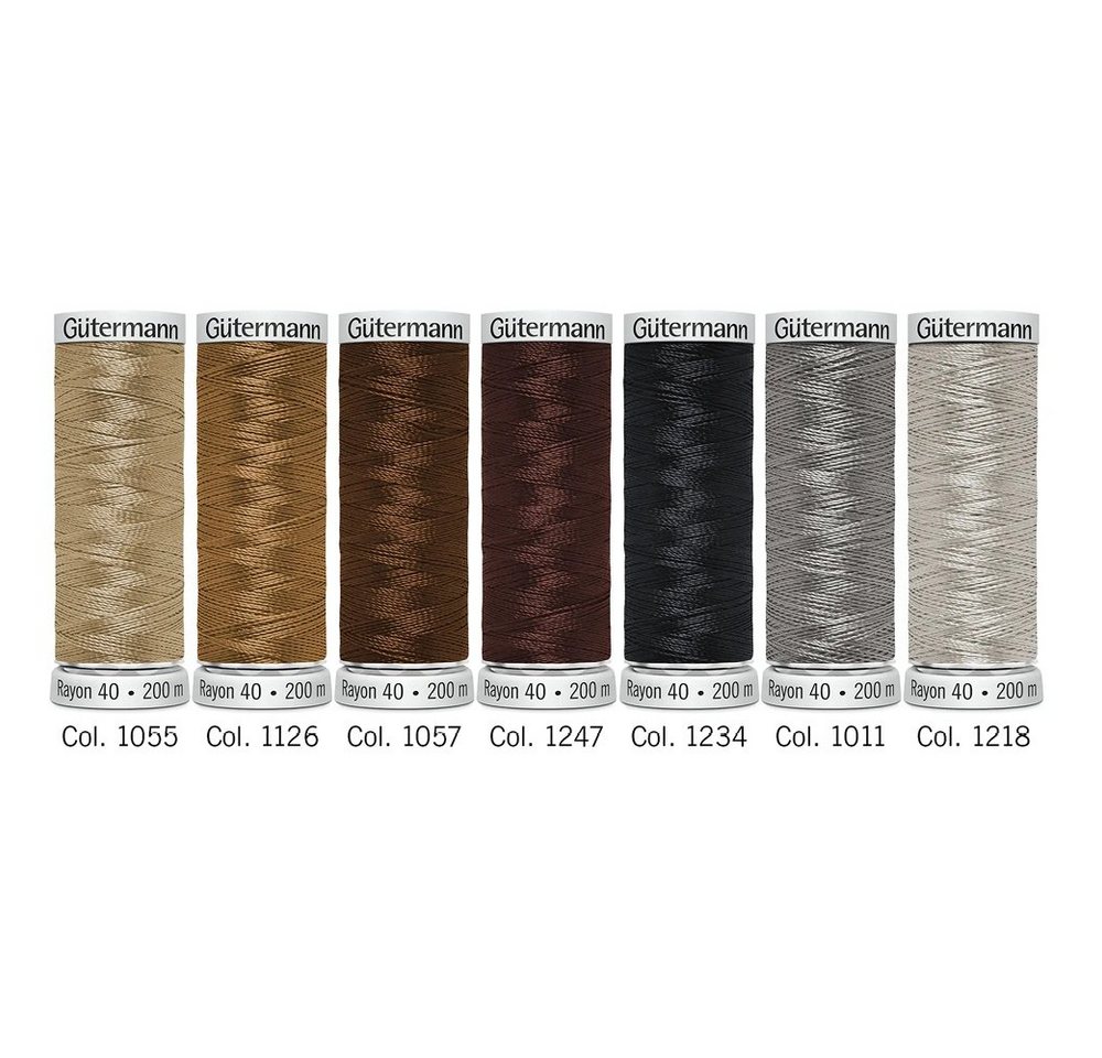 Thumbnail - Gütermann Gütermann Stickfaden-Set Rayon 40 7x200m Col.5 Coffee Nähgarn