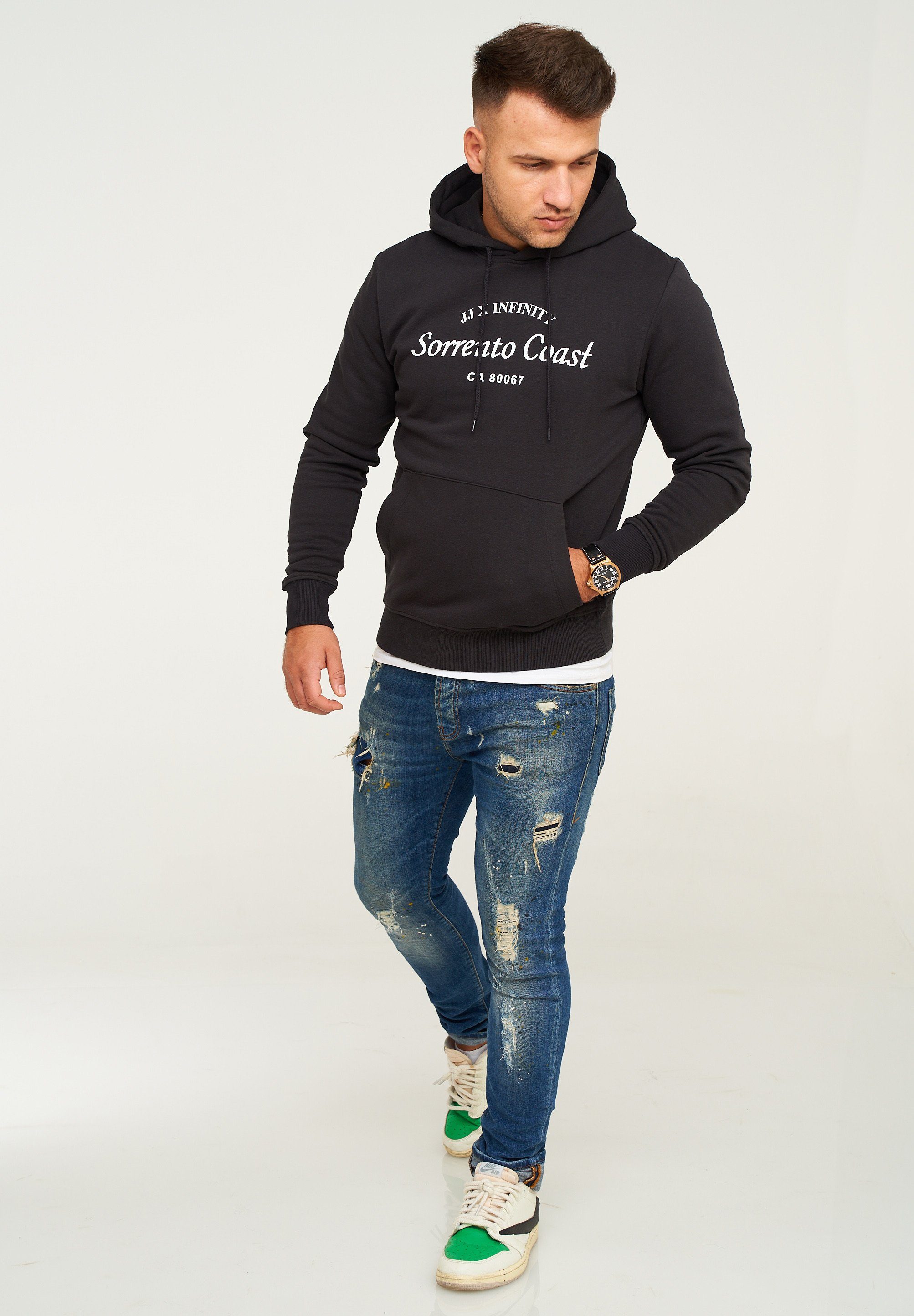 Jack & Jones Hoodie JJHILL SWEAT HOOD Kapuzuenpullover aus Baumwollmischung Langarm Shirt mit Print