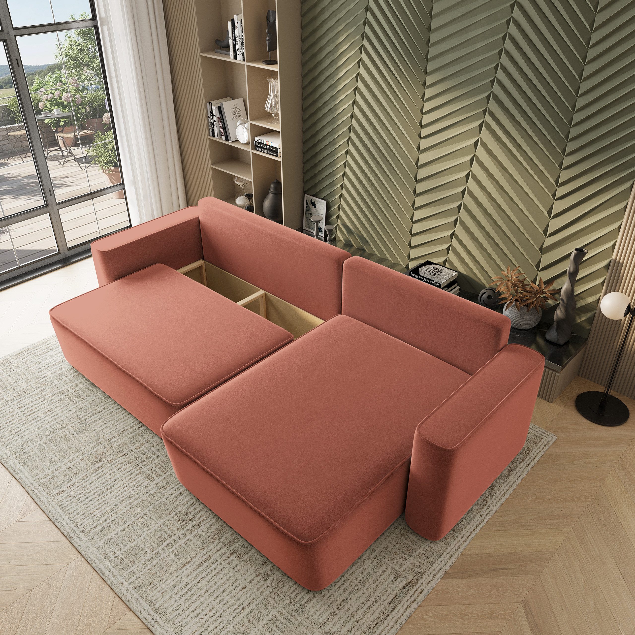 Masseno Ecksofa BELARO mit Schlaffunktion L-Form, Sofa mit Bettkasten