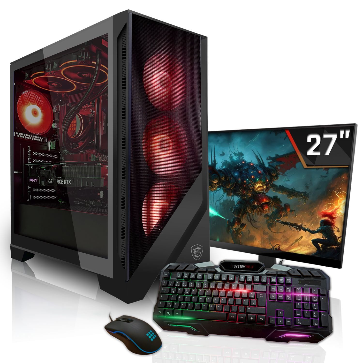 SYSTEMTREFF Basic Gaming-PC-Komplettsystem (27", AMD Ryzen 5 5500, GeForce RTX 3050, 32 GB RAM, 1000 GB SSD)