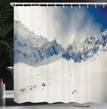 Abakuhaus Duschvorhang Moderner Digitaldruck mit 12 Haken auf Stoff Wasser Resistent Breite 175 cm, Höhe 180 cm, Winter Natur Berge Snowy
