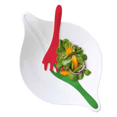 KOZIOL Salatschüssel »Leaf L+«, Kunststoff, (3-tlg), mit Salatbesteck