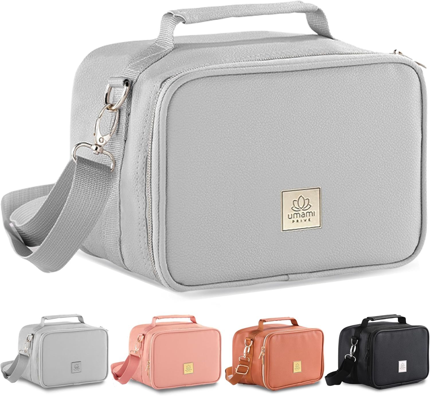 UMAMI Kühltasche 4L, Lunchbag für Arbeit, Reisen, Büro, Picknick, Mini-Lunchbag Isoliert aus veganem Leder, Faltbare Lunchtasche
