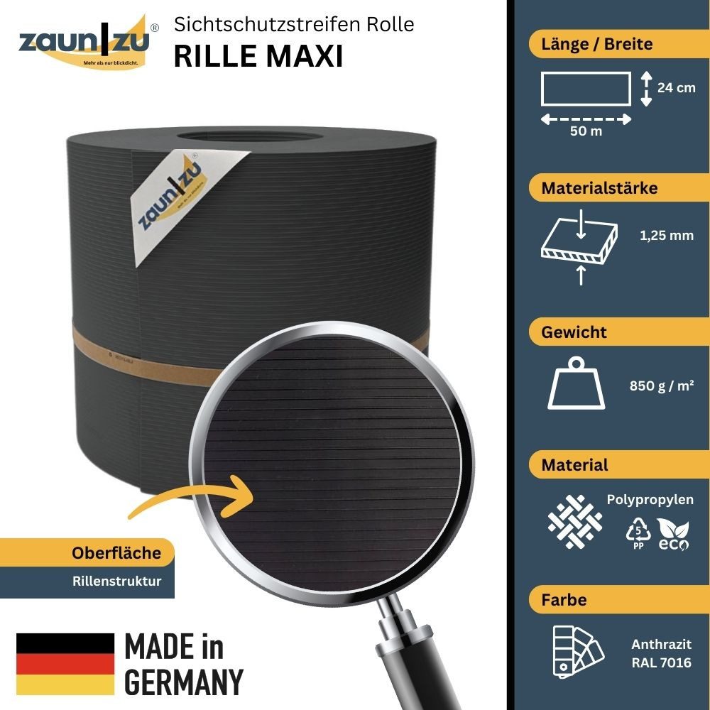 zaunzu Sichtschutzstreifen Rille Maxi Rolle für günstig online kaufen