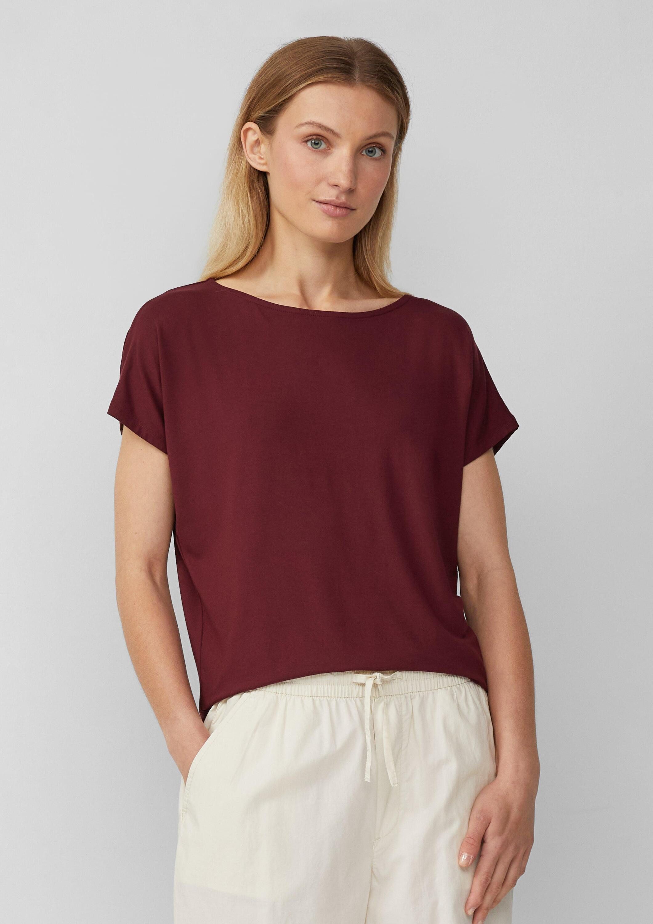 s.Oliver Kurzarmshirt T-Shirt Fließendes Jersey-Shirt mit überschnittenen S günstig online kaufen