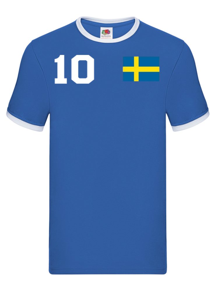Blondie & Brownie T-Shirt Herren Schweden Sweden Sport Trikot Fußball Meister WM Europa EM Weiss/Blau
