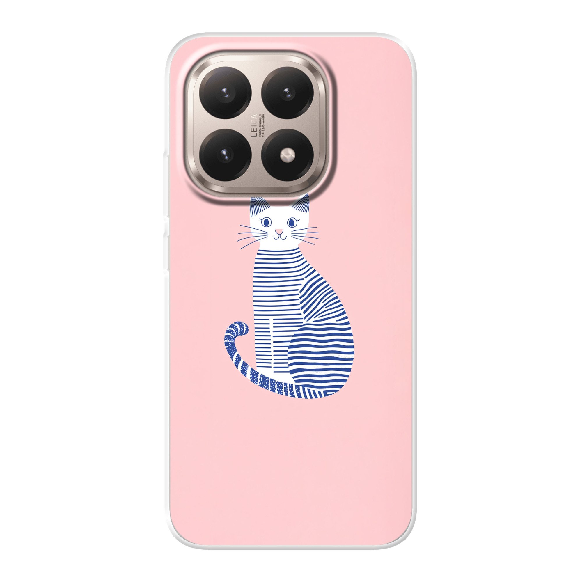 MuchoWow Handyhülle für Xiaomi 15T Katze - Illustration - Minimalistisch - Rosa, Phone Case, Silikon, Schutzhülle Dünn