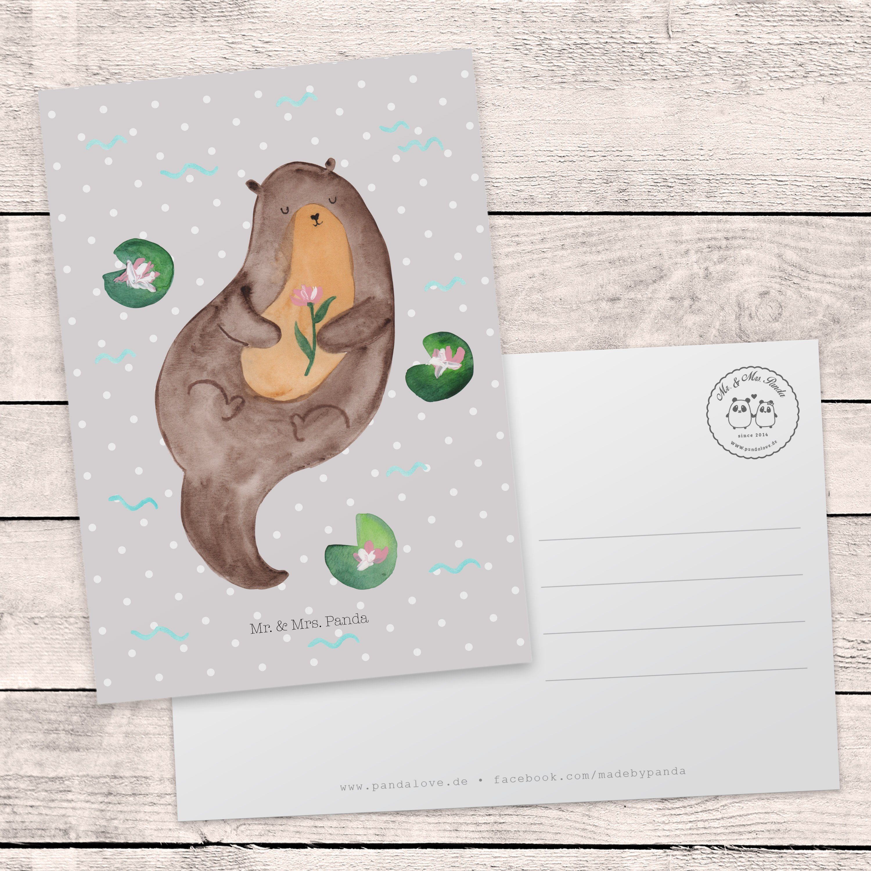 - Seerose - Geburtstagskarte, mit Mrs. Postkarte Pastell Geschenk, & Otter Wasser Mr. Panda Grau
