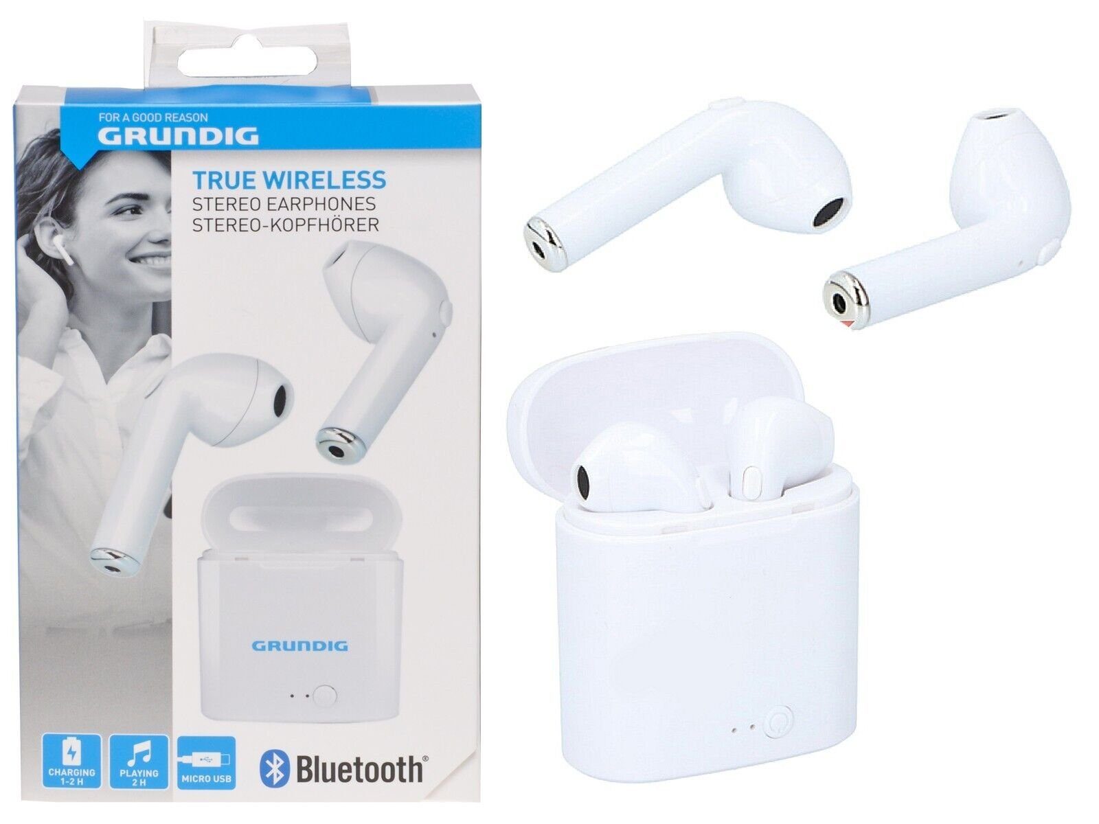Grundig In-Ear 5.0 Bluetooth Wireless Earbuds Навушники mit USB-C & Ladecase Bluetooth-Kopfhörer (Kabellose Навушники, Google Assistant, Siri, Bixby, Bluetooth, Wierless, automatisches Koppeln für ein kompromissloses kabelloses Hörerlebnis)