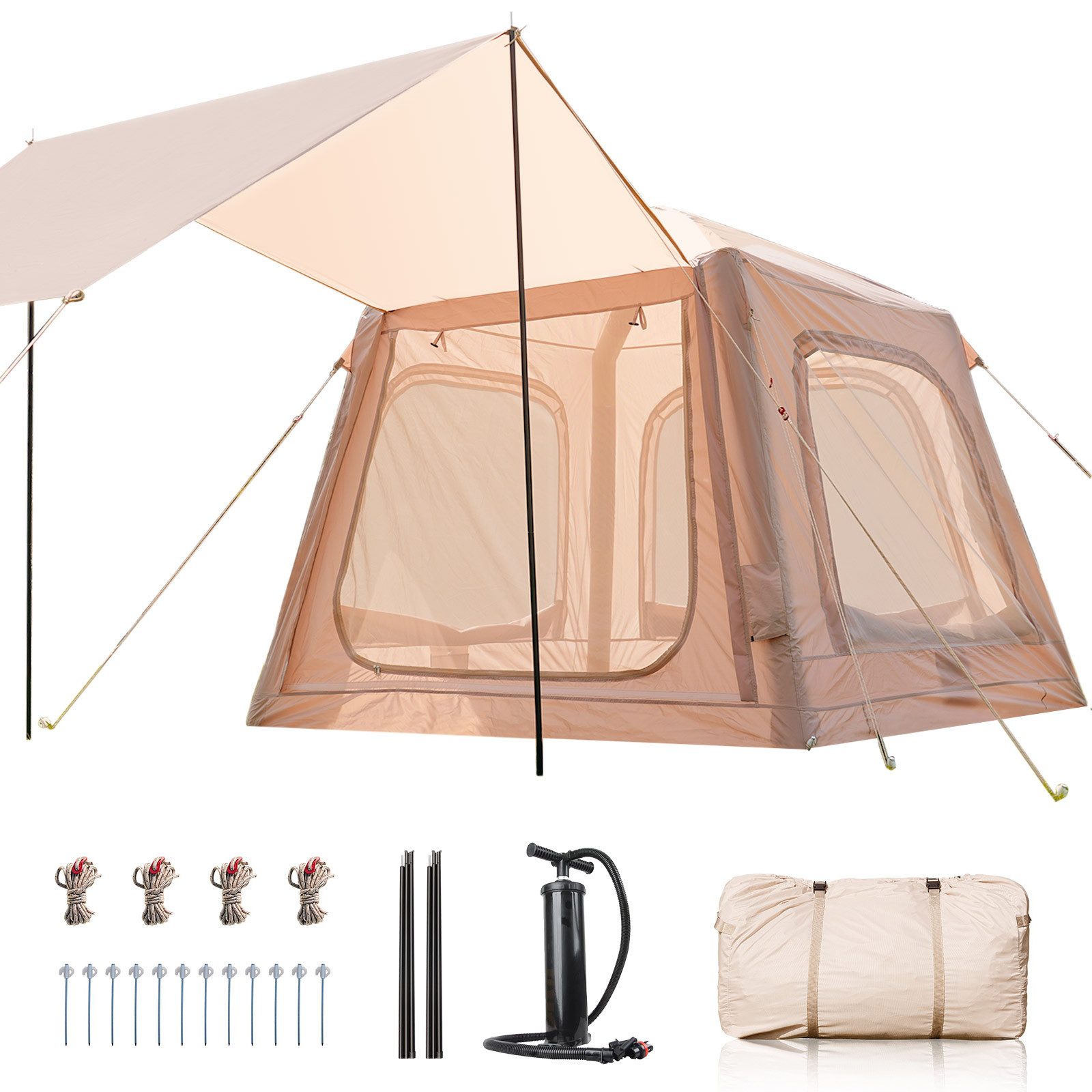Meulbaty aufblasbares Zelt Vordach Luftzelt mit großem Luftpumpe, Personen: 2 (1 tlg), aus 210D Oxford-Gewebe mit UPF50+-Beschichtung