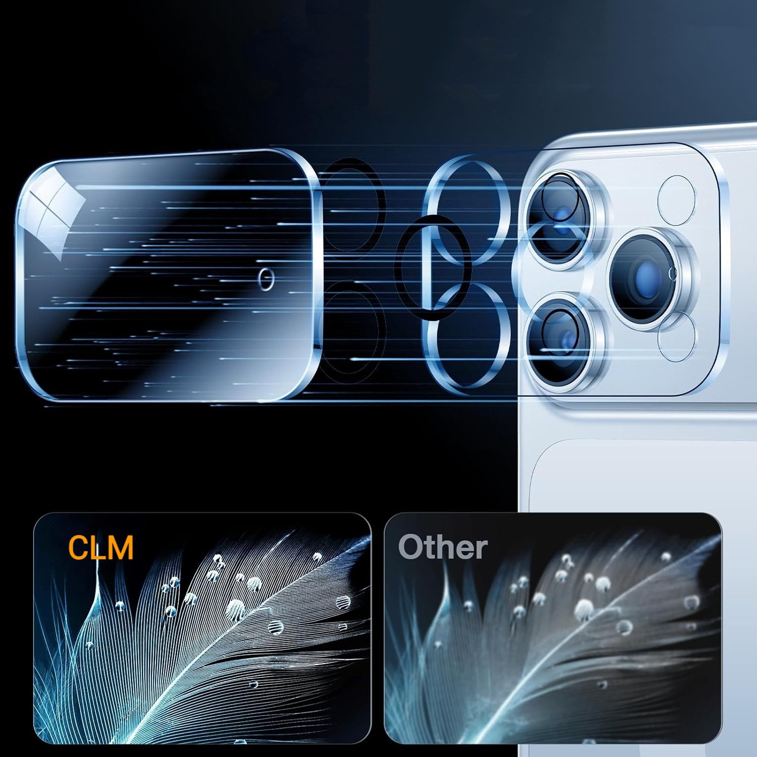 CLM-Tech Kameraschutzglas 2X für iPhone 17 PRO 6,3 Zoll, Linse Schutzglas 9H Glas - Folie kristallklar Panzerglas, 2 Stück, Kratzfest – Bild 4 von 5