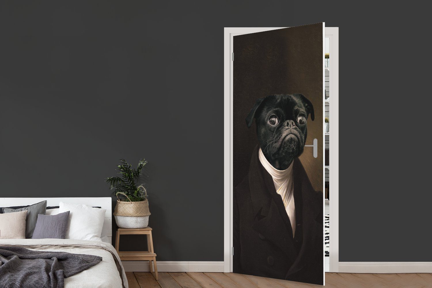 MuchoWow Türtapete Hund Türaufkleber, - Fototapete Kunst bedruckt, St), - 75x205 Tür, für Matt, (1 Tiere, cm