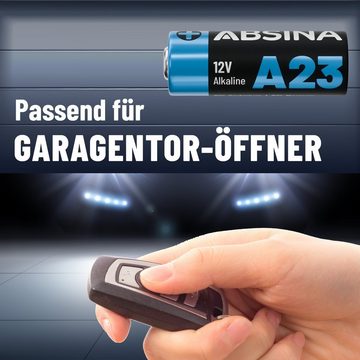ABSINA 4x Batterie A23 für Garagentoröffner, 23A 12V Batterie Alkaline Batterie, (1 St)