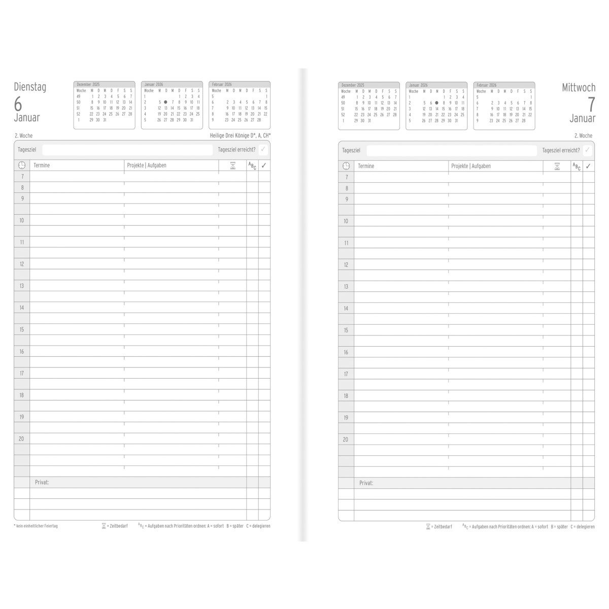 CHRONOPLAN Buchkalender Buchkalender Timer Classic A5 schwarz 2026