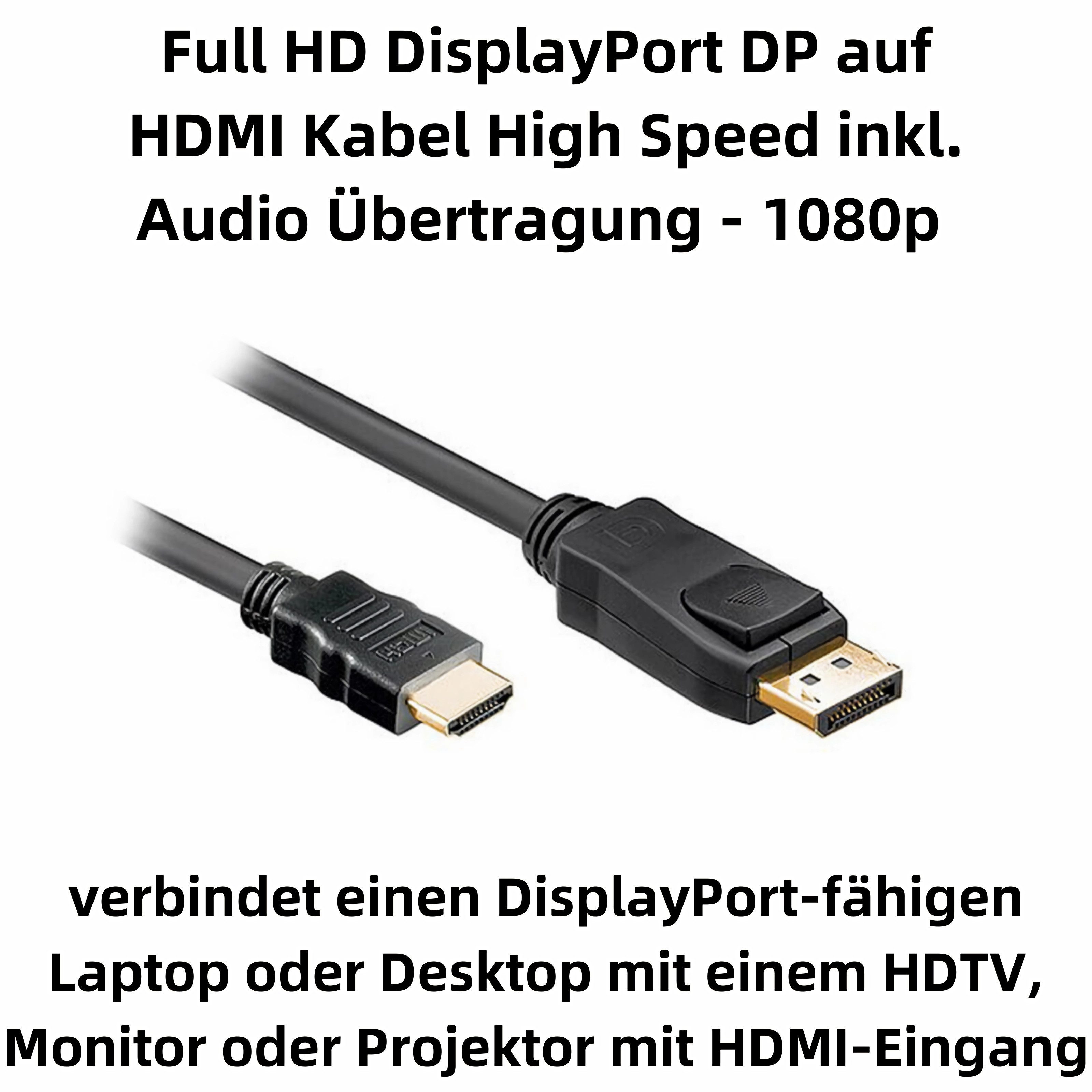 Bolwins M39 180cm Adapter Kabel DP Displayport auf HDMI für Laptop PC Monitor Video-Kabel, (180 cm)