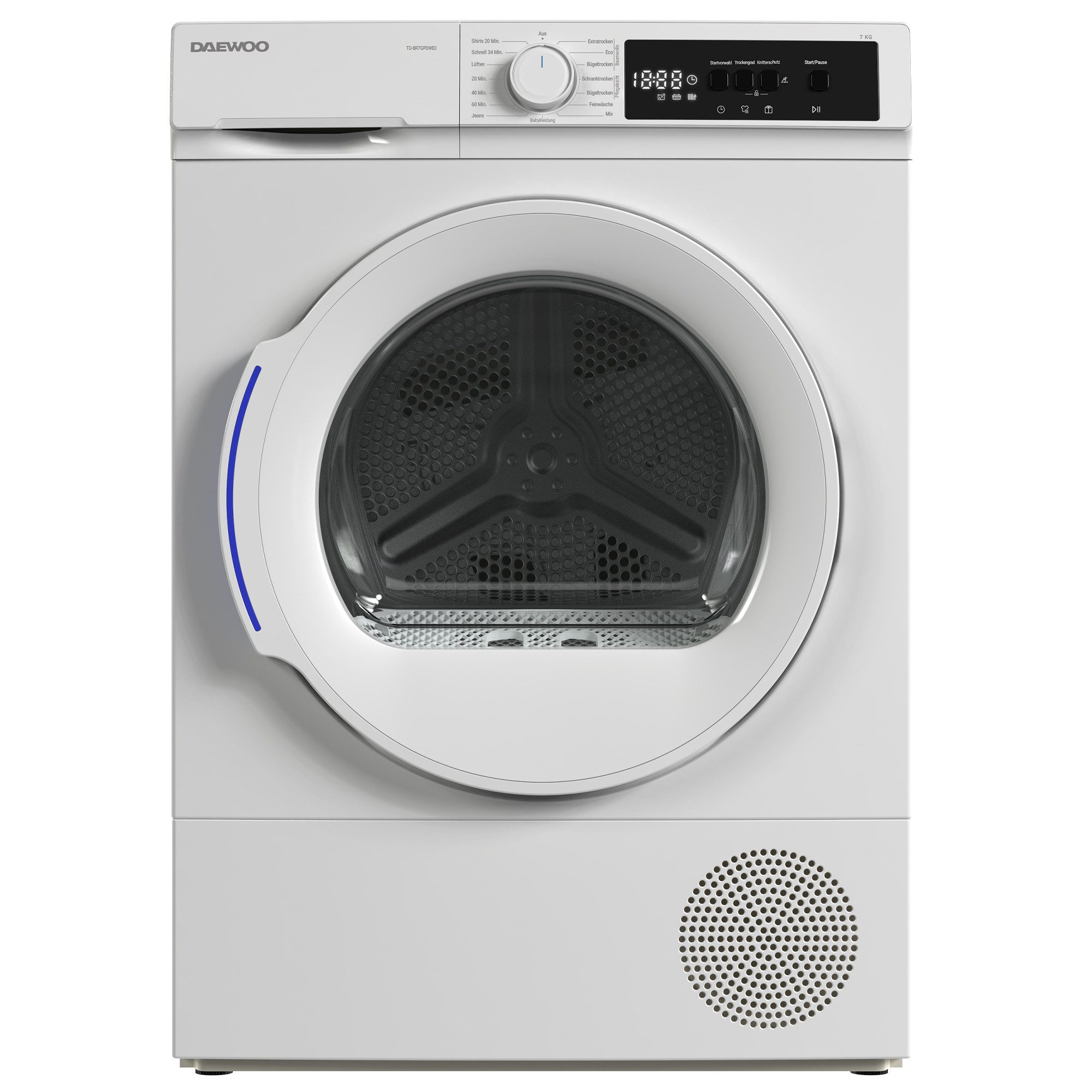 Daewoo Wärmepumpentrockner TD-BR7GP0WE0-DE, DrumLight, BabyCare, Knitterschutz, LED-Display