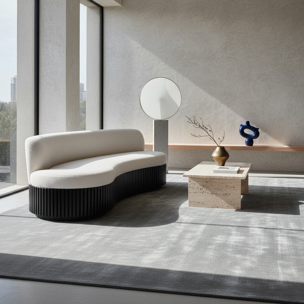 KADIMA DESIGN Teppich LECH Wohnzimmer Waschbar Schlafzimmer Wohnzimmerteppich Esszimmer Uni, Läufer, Höhe: 9 mm, Silber, 60x110 cm, Esszimmerteppich Fußbodenheizung Waschbar