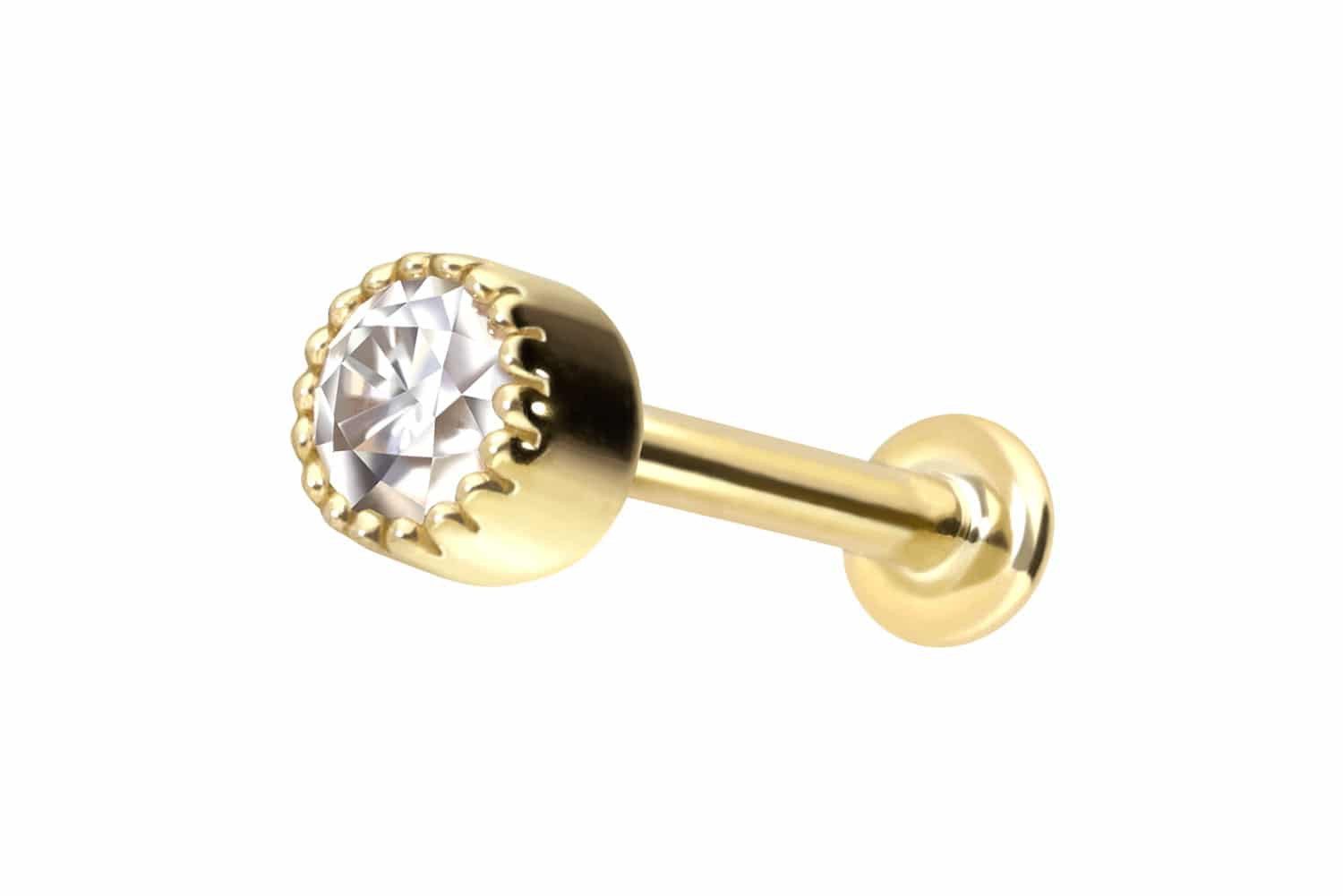 PIERCINGLINE Piercing-Set 14 Karat Gold Labret mit Innengewinde MOISSANIT-D günstig online kaufen