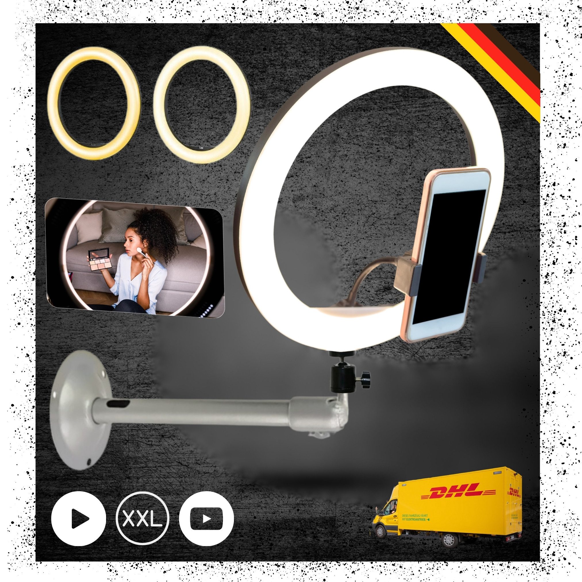 Ringlicht 120 LED Ringlicht mit Handy Halterung Wandhalterung Wandmontage