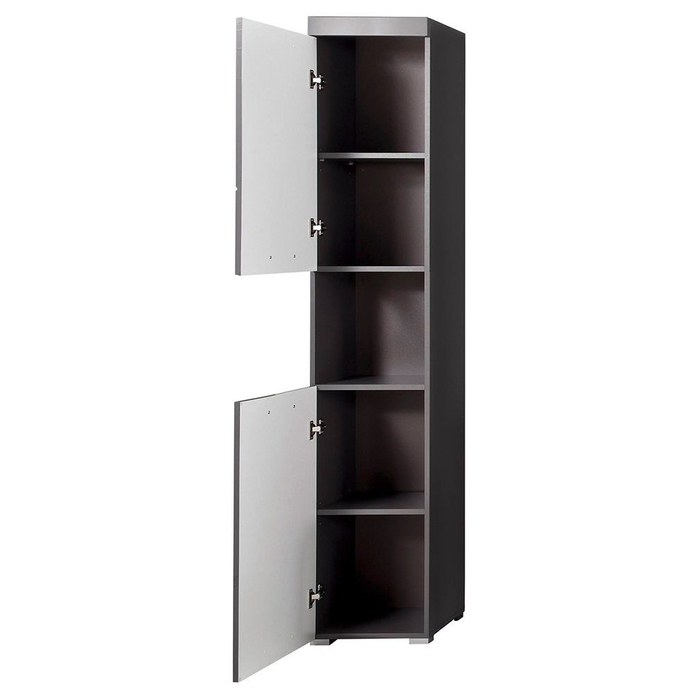 trendteam Hochschrank Amanda Highboard Regal Multifunktionsschrank Standschrank Grau 37x190x31cm