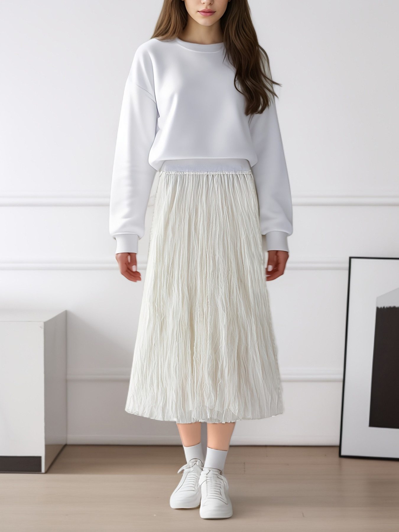 DEBAIJIA Meshrock Damen Falten hoher Taille günstig online kaufen