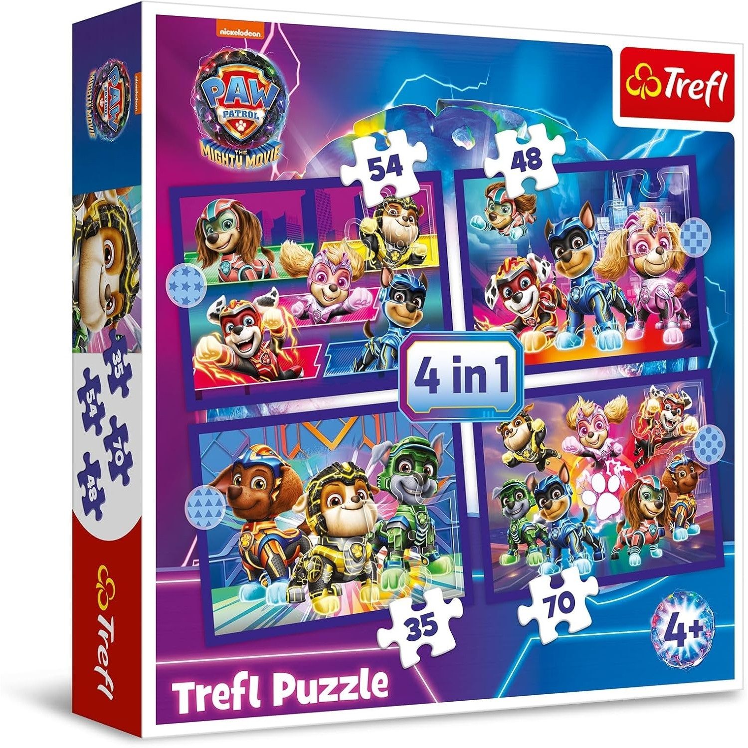 Trefl Puzzle 4 in 1 Puzzle MIGHTY MOVIE von PAW Patrol, von 35 bis 70 Teile günstig online kaufen