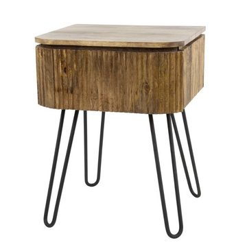 RINGO-Living Nachttisch Nachttisch Fedja mit Schublade in Natur-dunkel aus Mangoholz 600x450x4, Möbel