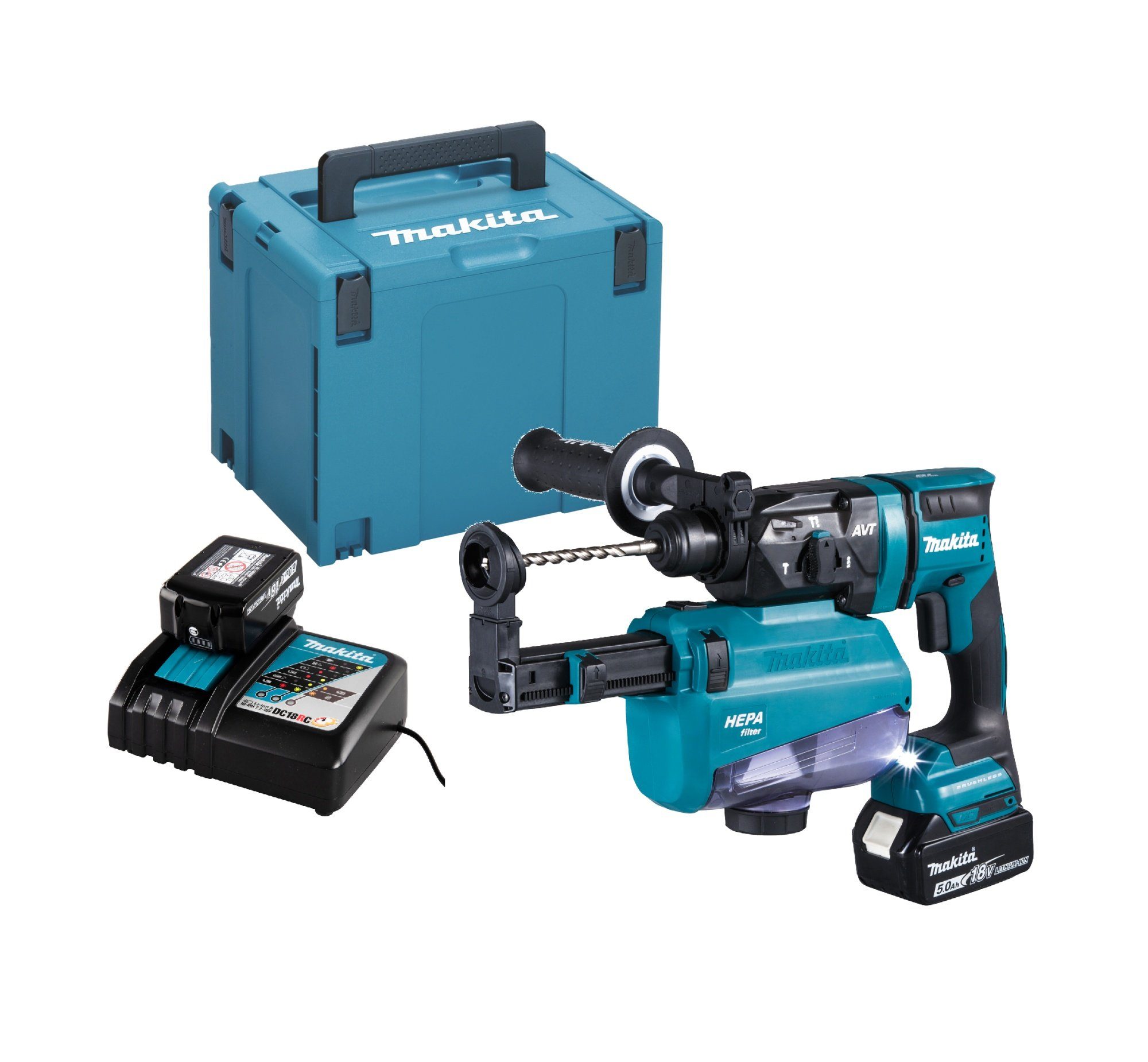 Makita Akku-Kombibohrhammer DHR182RTWJ, max. 1350,00 U/min, inklusive 2 Akkus und Ladegerät