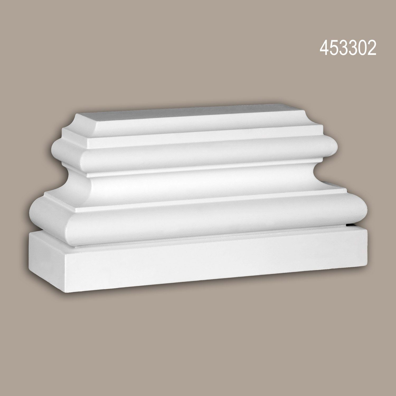 Profhome Wanddekoobjekt 453302 (Pilaster Sockel, 1 St., Fassadenelement, Pilaster, Außenstuck, Wanddekor), weiß, vorgrundiert, für Fassadendekoration, Stil: Korinthisch