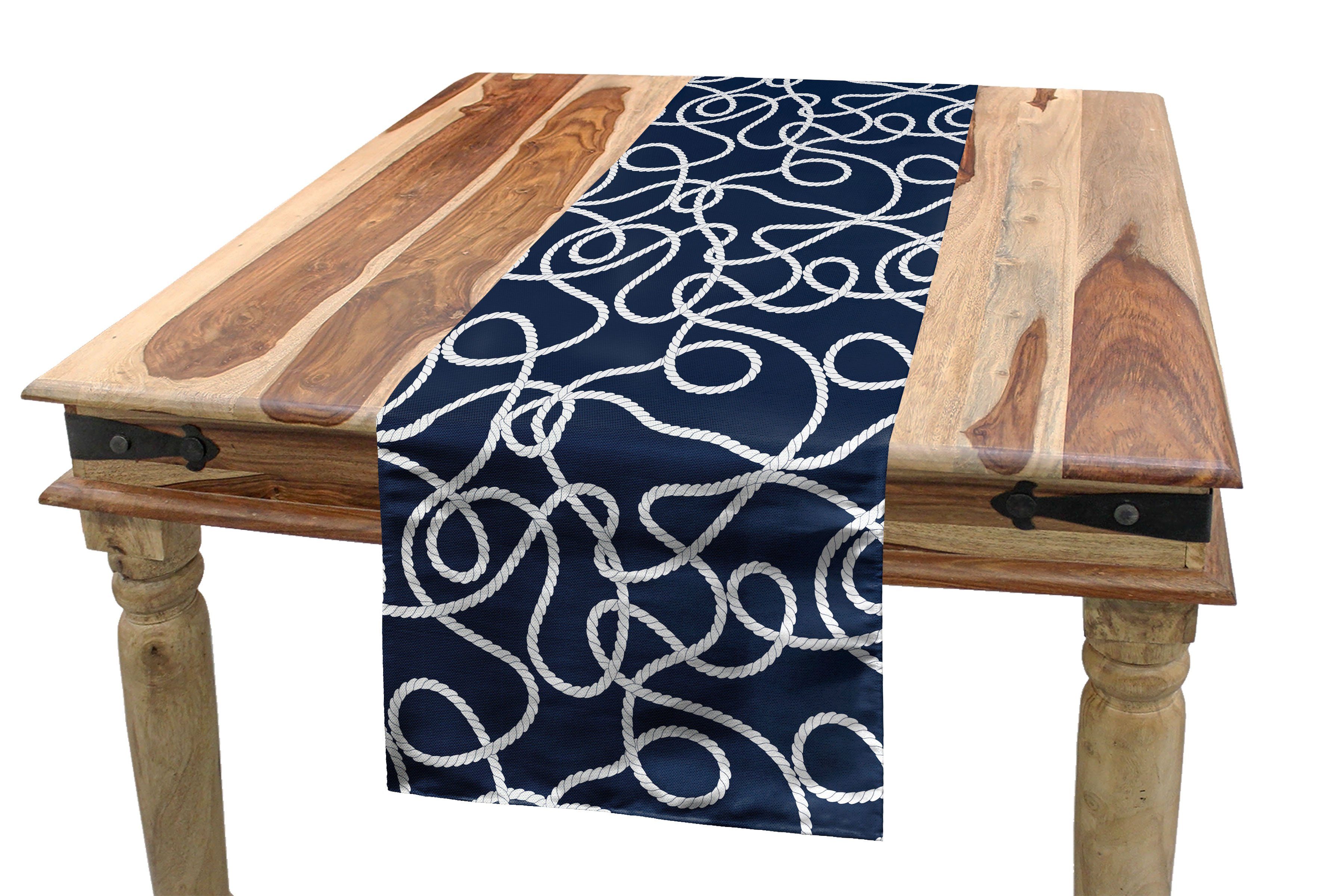 Abakuhaus Tischläufer Esszimmer Küche Rechteckiger Dekorativer Tischläufer, Marine Tangled Ocean Marine Ropes