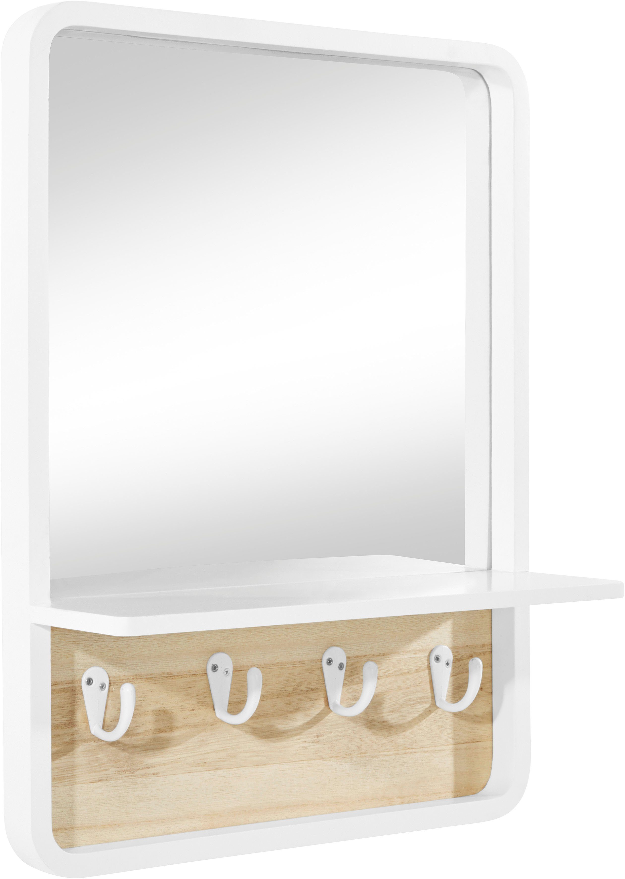 Home affaire Wandspiegel, mit Ablage und 4 Metallhaken online kaufen | OTTO