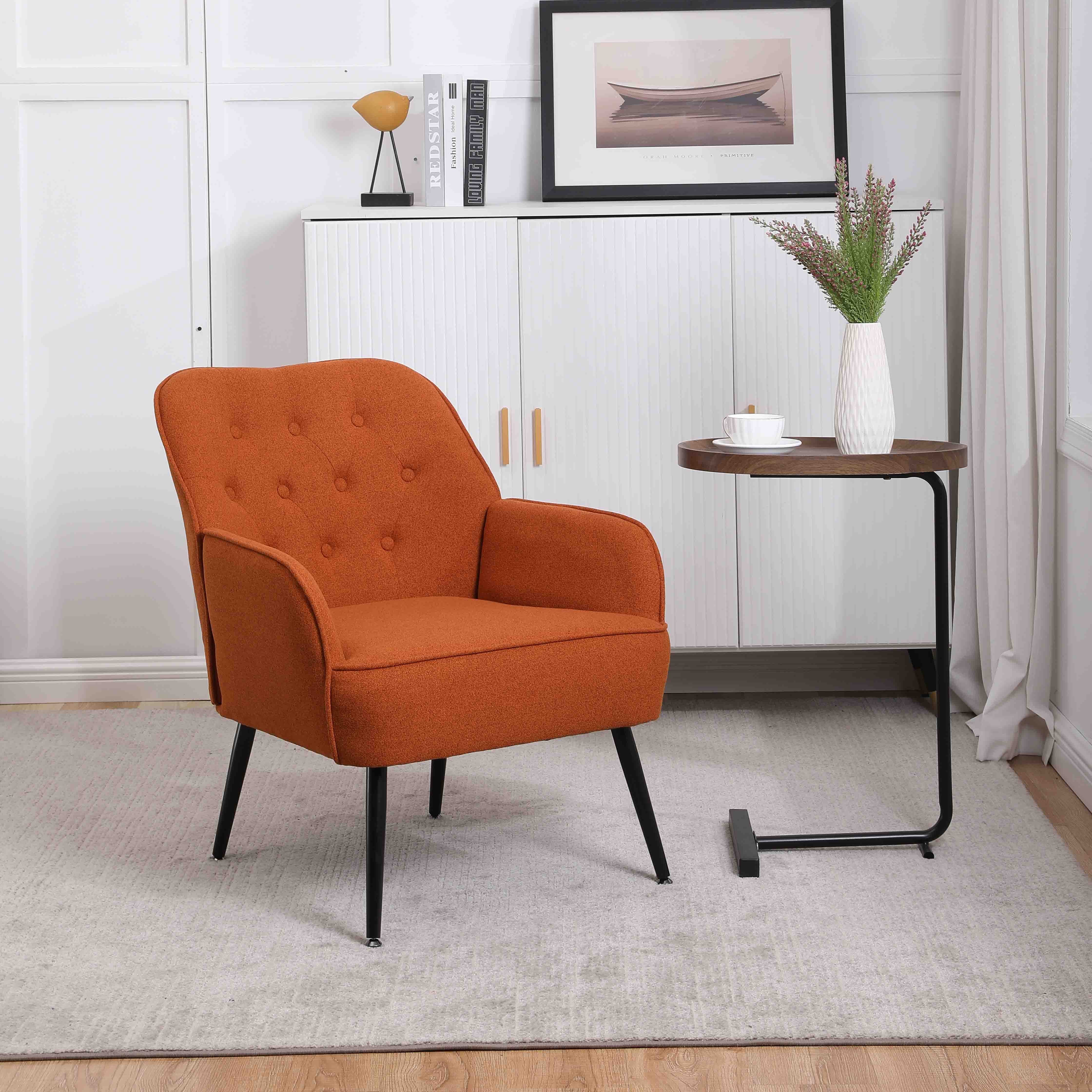 OKWISH Loungesessel Einzelsessel, Polstersessel, Loungesessel, Fernsehsessel (Büro Freizeit Gepolsterte Einzelsofa Stuhl), Kaffee Stuhl mit Metallbeinen orange