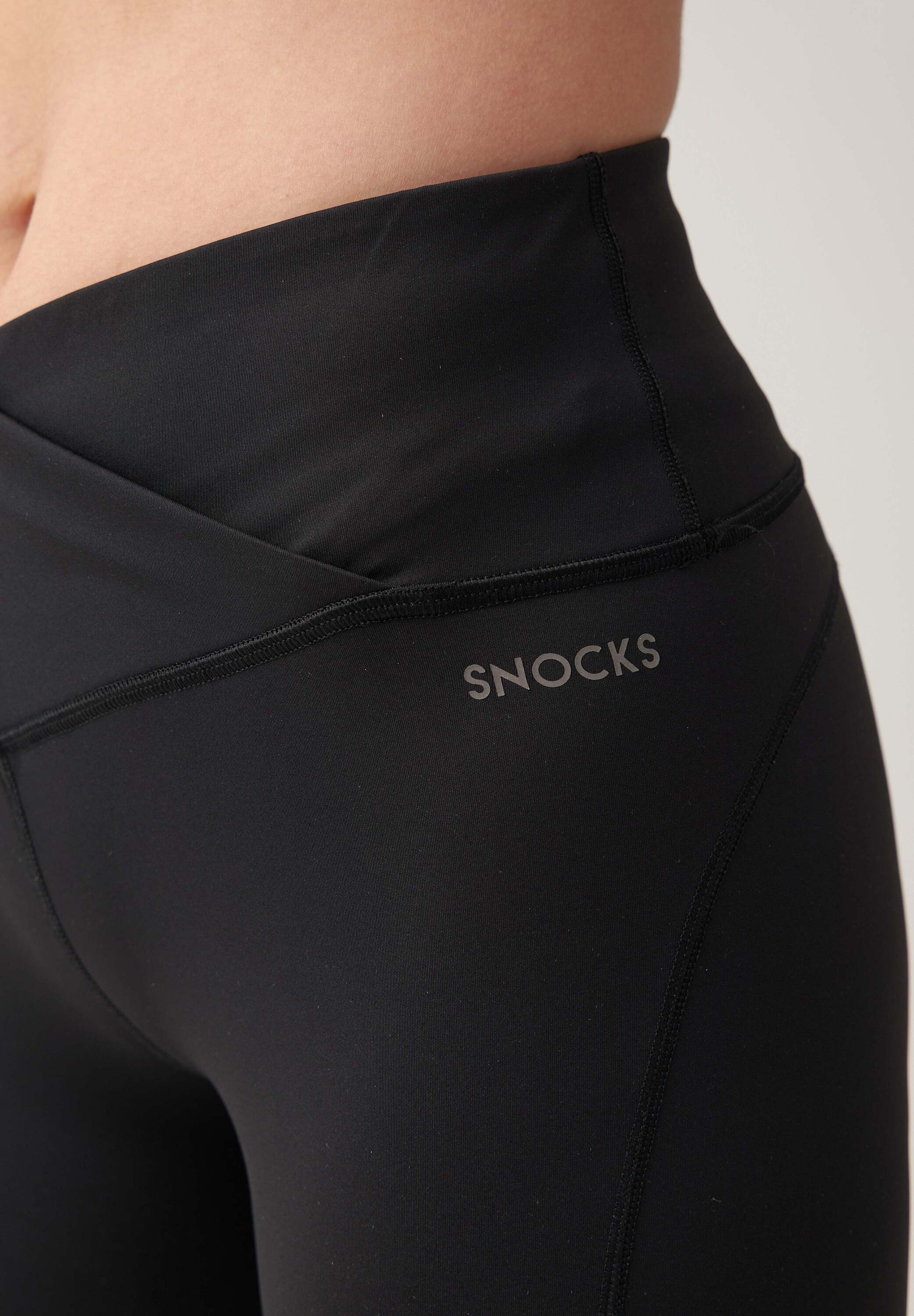 SNOCKS Highwaist Leggings Sporttights mit V Cross (1-tlg) ohne kratzenden Zettel, schnelltrocknend und komfortabel