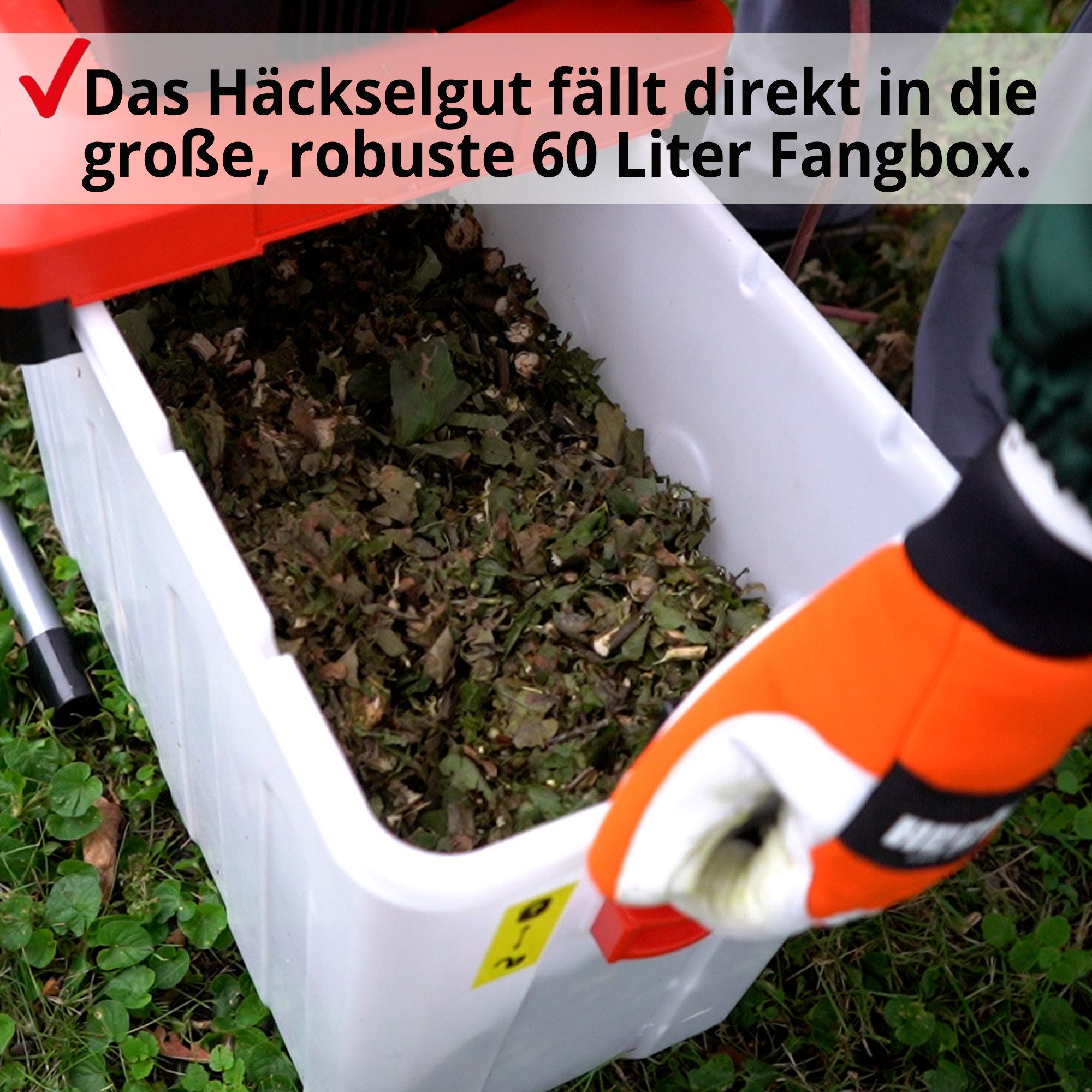 Hecht Häcksler Walzenhäcksler Elektro 2800 W Gartenhäcksler Elektrisch Leise, 4,40 cm max. Astdurchmesser, 60 L Auffangbox - Bis 4,4 cm - PLUS Nachstopfer Holz Schredder