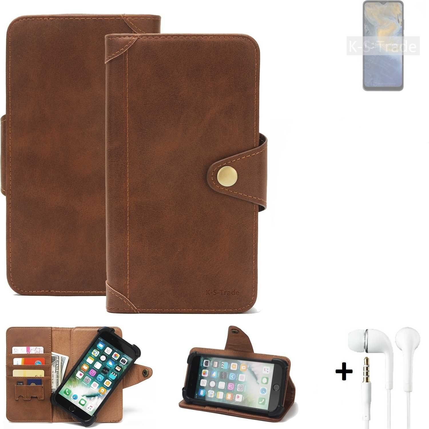 K-S-Trade Handyhülle für ZTE Blade A51, Handyhülle + Kopfhörer Schutz Hülle Walletcase Bookstyle Tasche