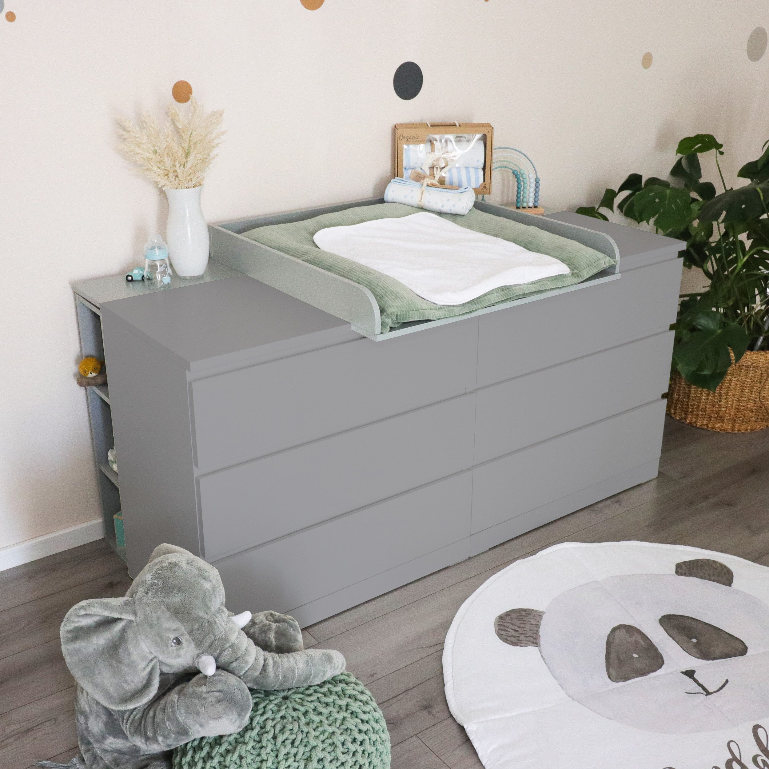 Puckdaddy GmbH Wickelaufsatz Lorenz (159,5x78x10cm) für IKEA Malm Kommoden