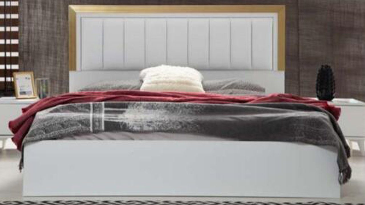 Kommode Schlafzimmer-Set Schlafzimmer Europe In Schrank, 5tlg Moderne JVmoebel Made Garnitur Weiße Doppelbett