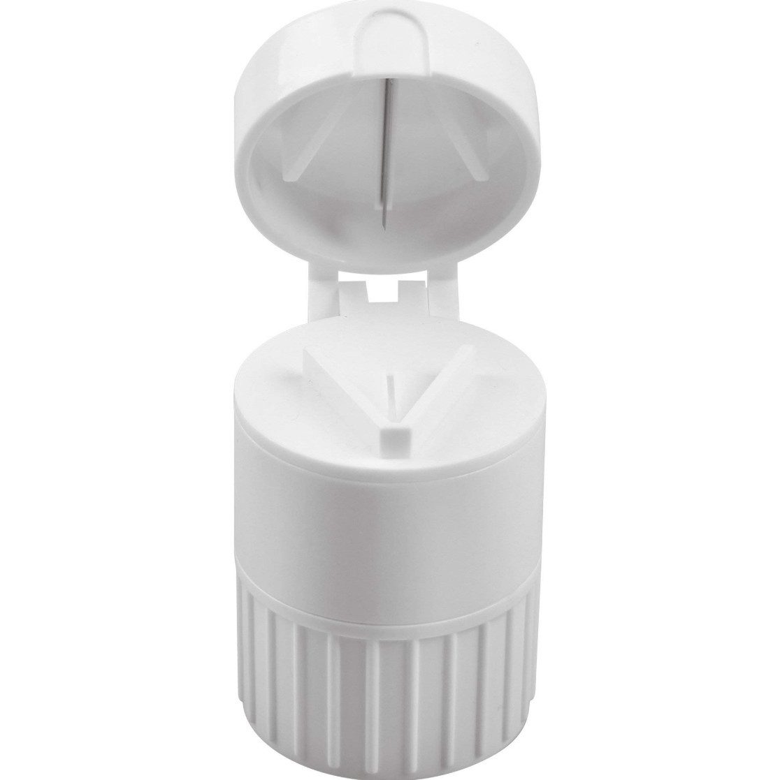 DocMed Pillendose PILL MATE Tablettenhelfer (Einzelartikel, 1 St., Robust), 3-in-1 Funktion: Tabletten teilen, zerkleinern und aufbewahren
