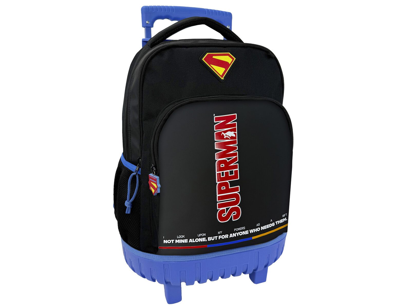 Superman Trolley Kinder Rucksack Schulrucksack mit 3 Fächern Black