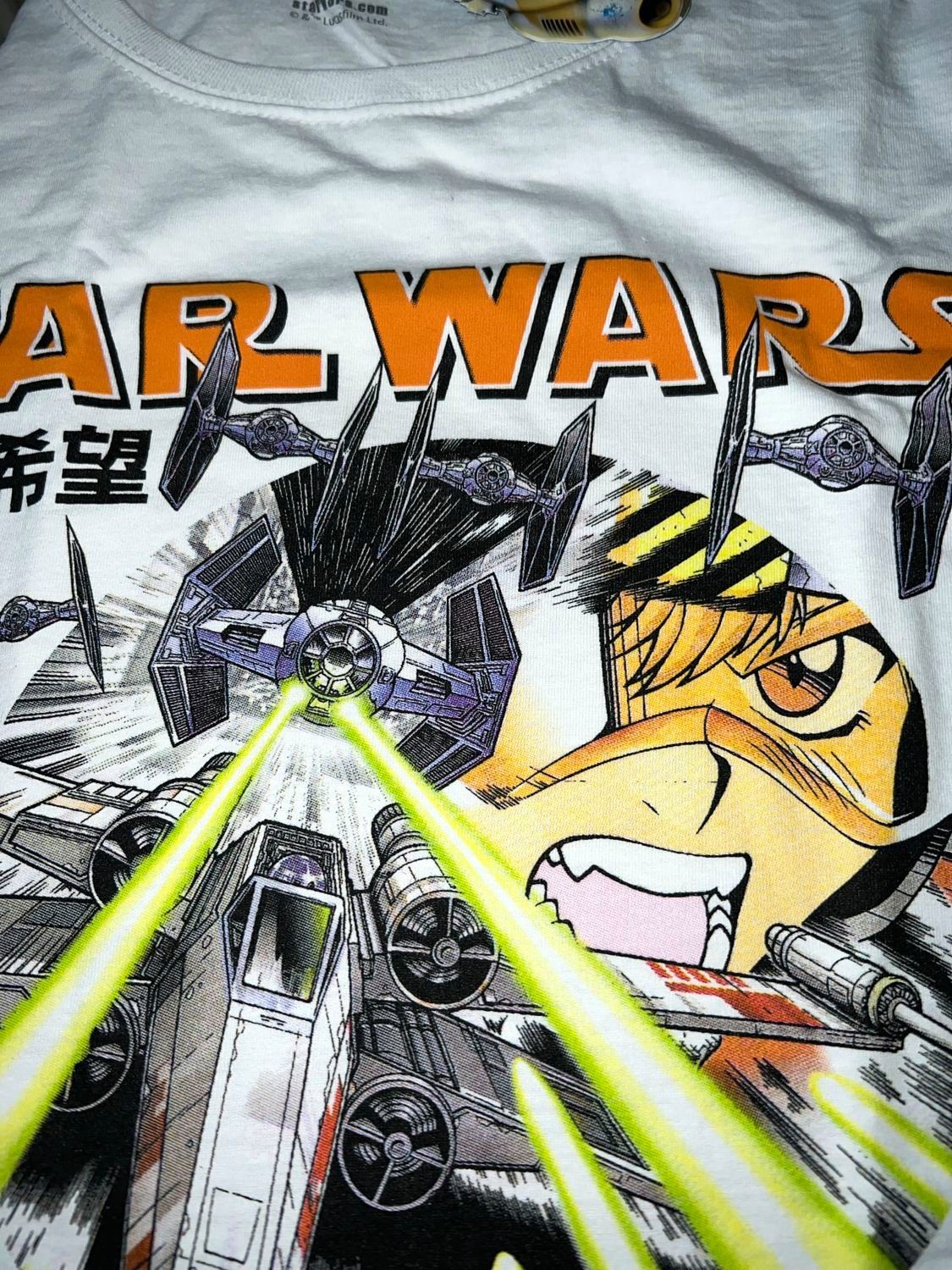 Star Wars Print-Shirt STAR WARS T-Shirt Weiß Damen KInder Jungen + Mädchen  Manga X-Wing Größen S M L XL XXL