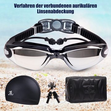 Welikera Taucherbrille Schwimmbrille Anti-Fog & UV-Schutz,Selbstjustierender Nasensteg