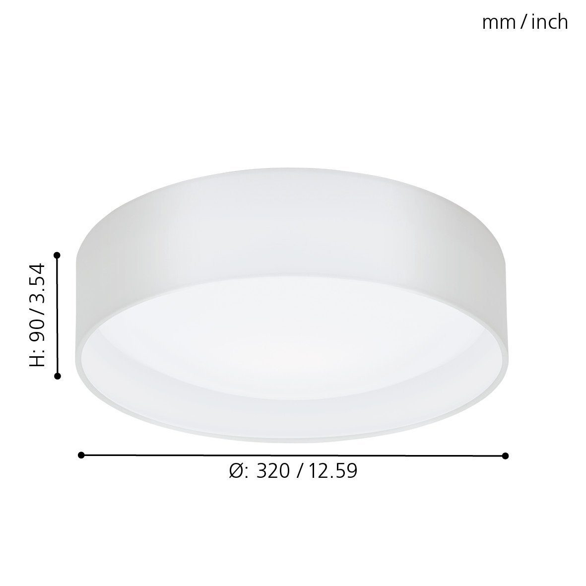 EGLO LED Deckenleuchte Ø: Weiß, inklusive, Lampe, Leuchtmittel Deckenleuchte, Pasteri, Textil 32 cm Wohnzimmerlampe