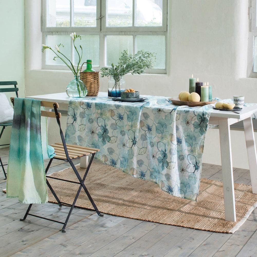 PICHLER Tischdecke Tischdecke 130 x 170 cm Waterblossom Lagune