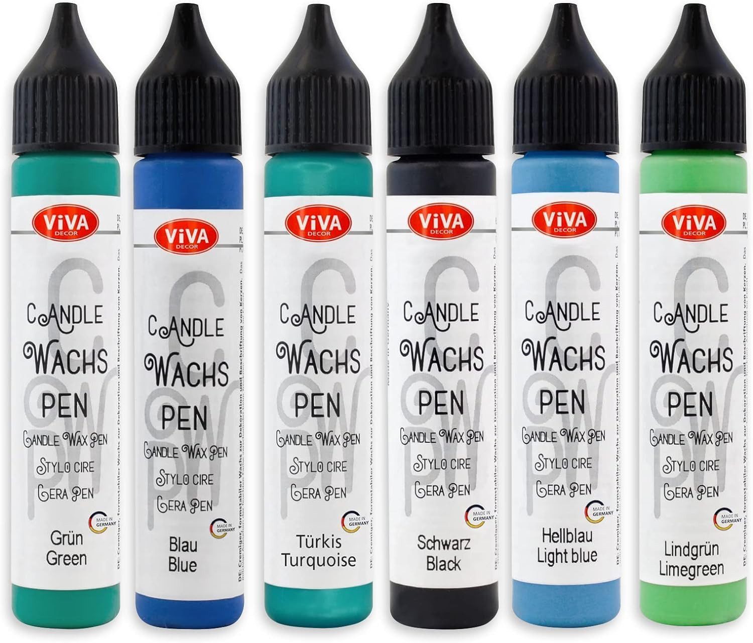 LM-Kreativ Kerzenmalfarbe Wachs Pen Set Fruit – 6 Farben je 28 ml, Kerzenstifte-Set, deckend, mischbar, feine Spitze