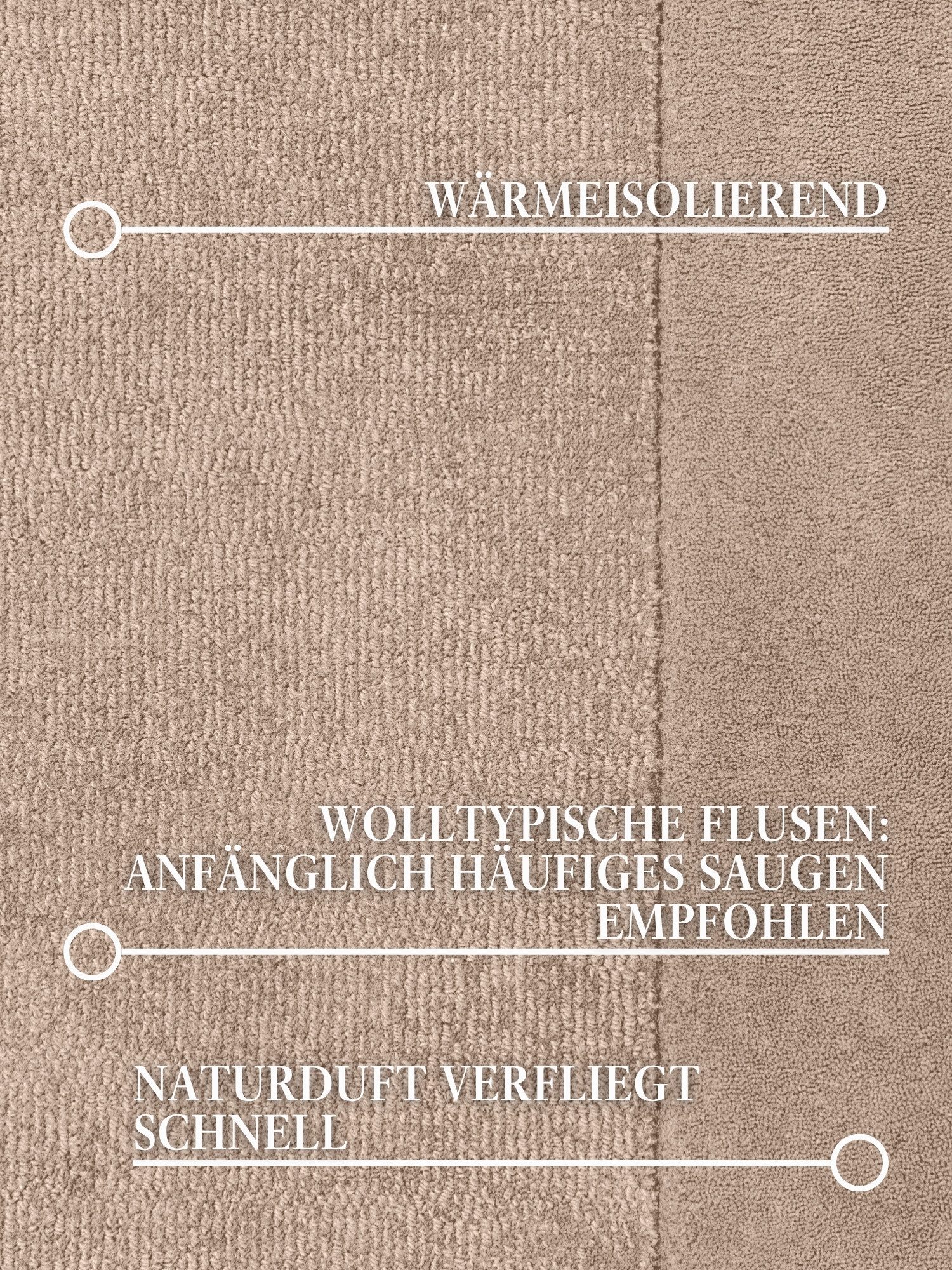 Villeroy & Boch Teppich Wollteppich Kivi, rechteckig, Höhe: 17 mm, Handgewebt, Wolle, Bordüre, Einfarbig, Läufer, Wohnzimmer, Modern