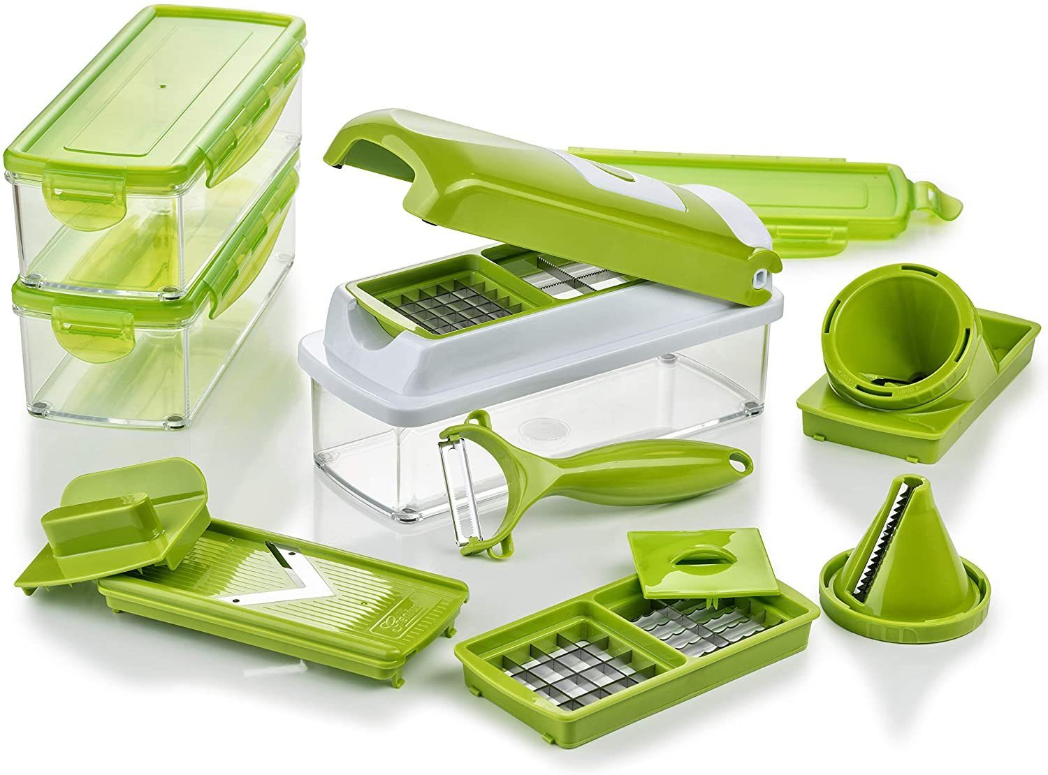 Genius Овощерезка Nicer Dicer smart, 16 Teile Würfel, Stifte, Gemüsehobel mit 800 ml Fassungsvolumen