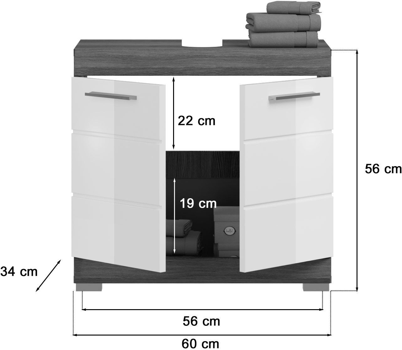 welltime Badmöbel-Set SIENA, 2 tlg., bestehend aus: Waschbeckenunterschrank, Spiegelschrank, (Set, 2-St., TOPSELLER), in verschiedenen Farben erhältlich, Badmöbel, Kombination, Badezimmer