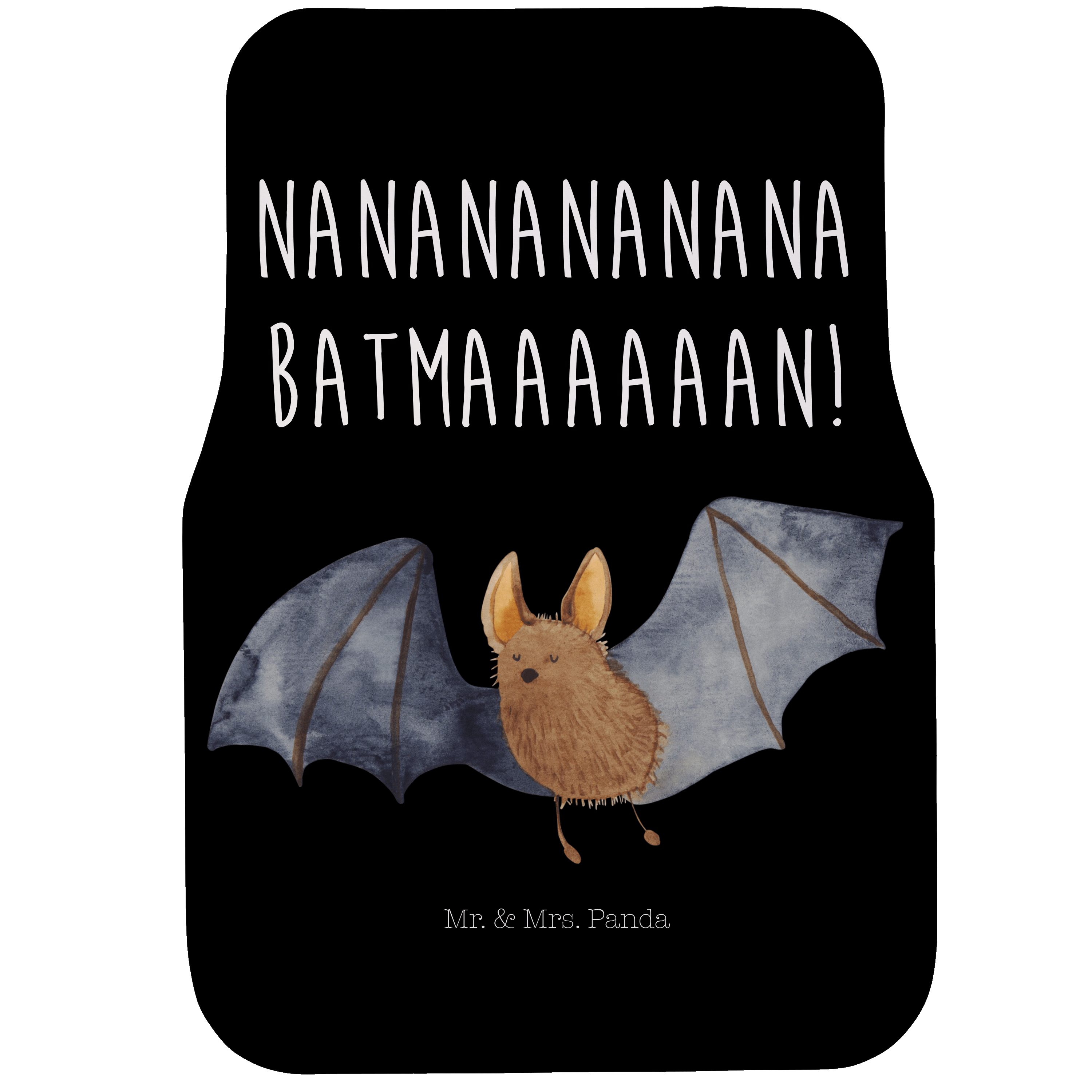 Mr. & Mrs. Panda Fußmatte Fledermaus fliegend - Schwarz - Geschenk, süße Tiermotive, Fahrer, Fl, Höhe: 0.5 mm